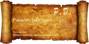 Paneth Dénes névjegykártya